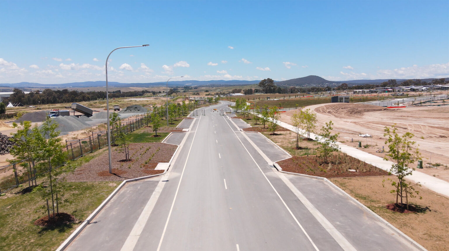 Aerial photography of civil works at South Jerrabomberra.
