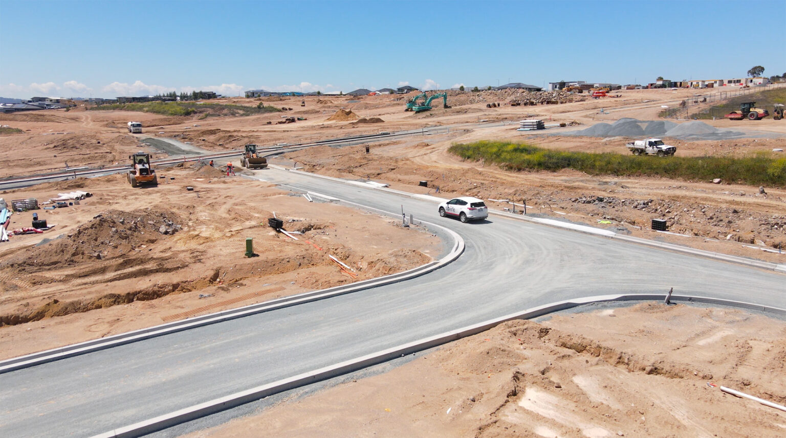 Aerial photography of civil works at South Jerrabomberra.