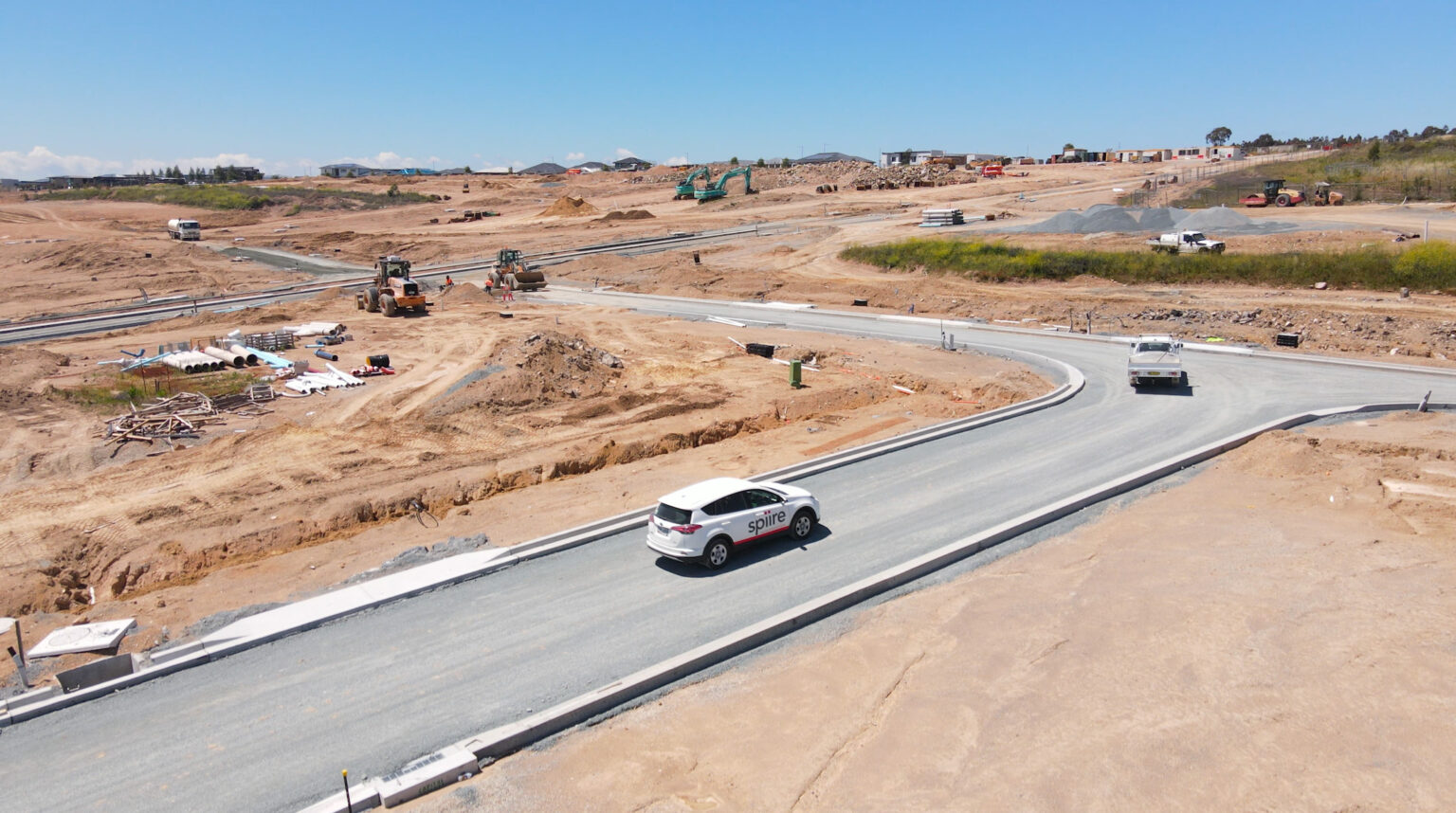 Spiire's construction consultancy team driving on site at Denman Prospect in Canberra.