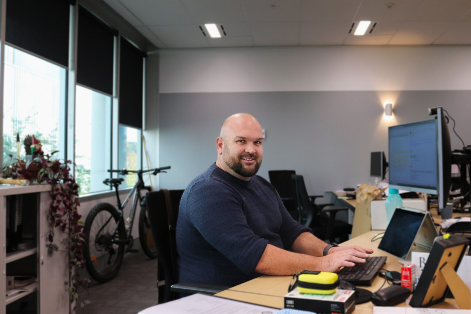 Business Manager Jonathon Boyd working in the Spiire Canberra office.