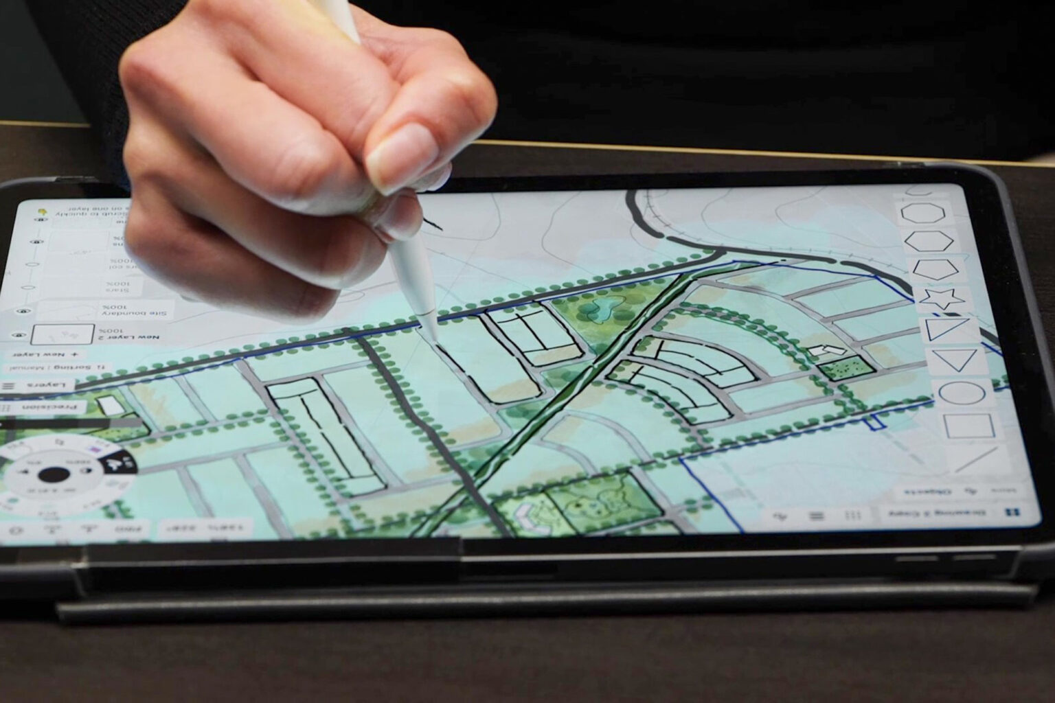 Spiire urban designer sketching on a tablet