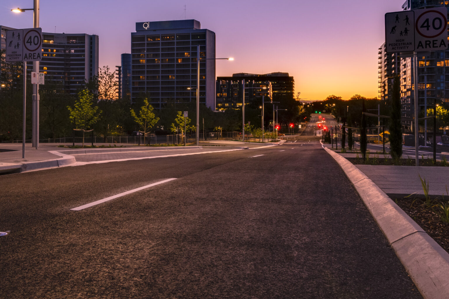 Spiire Canberra project Edinburgh Avenue at Dusk