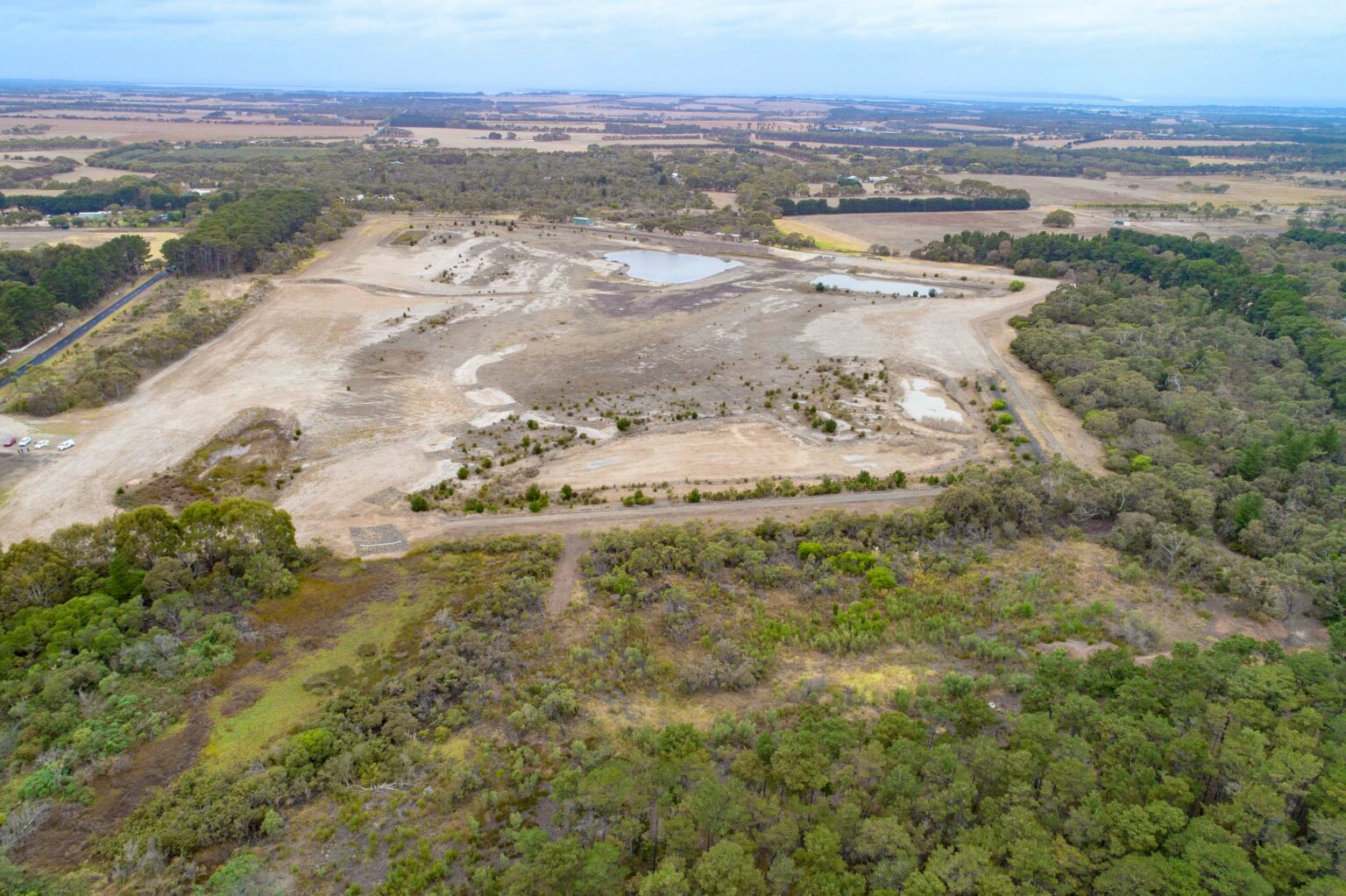 Aerial photograph of the rehabilitated Bellarine Basin site, designed by Spiire water engineers and cross-discipline knowledge.