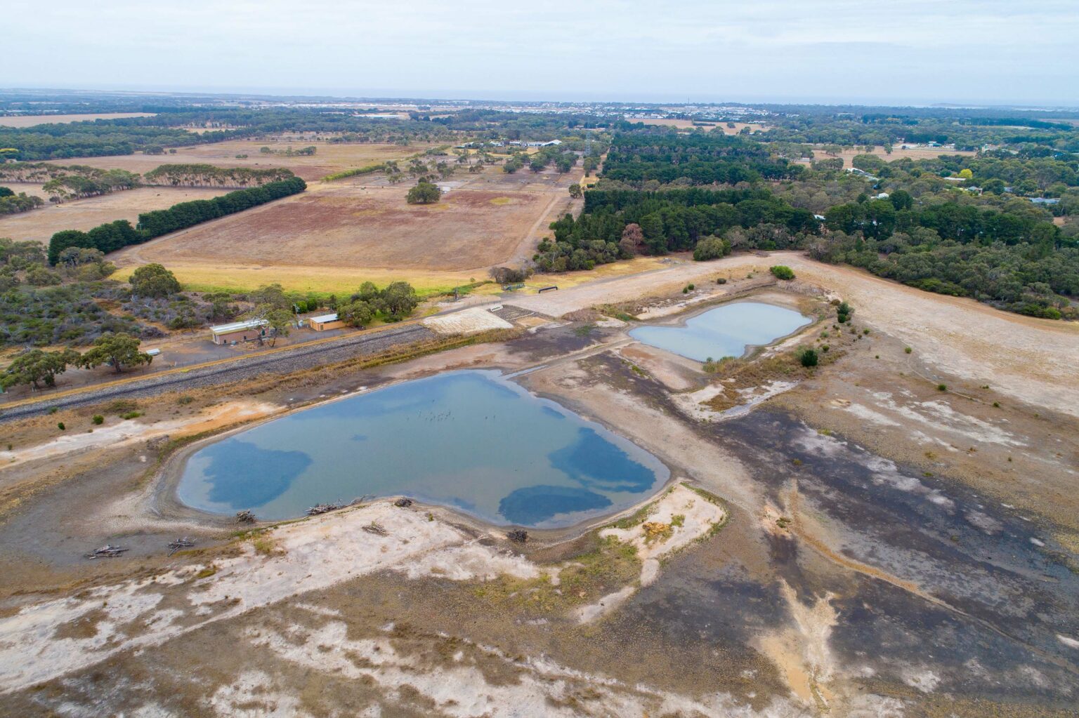 Ephemeral lake and outfall designed by Spiire water engineers at the former Bellarine Basin site.