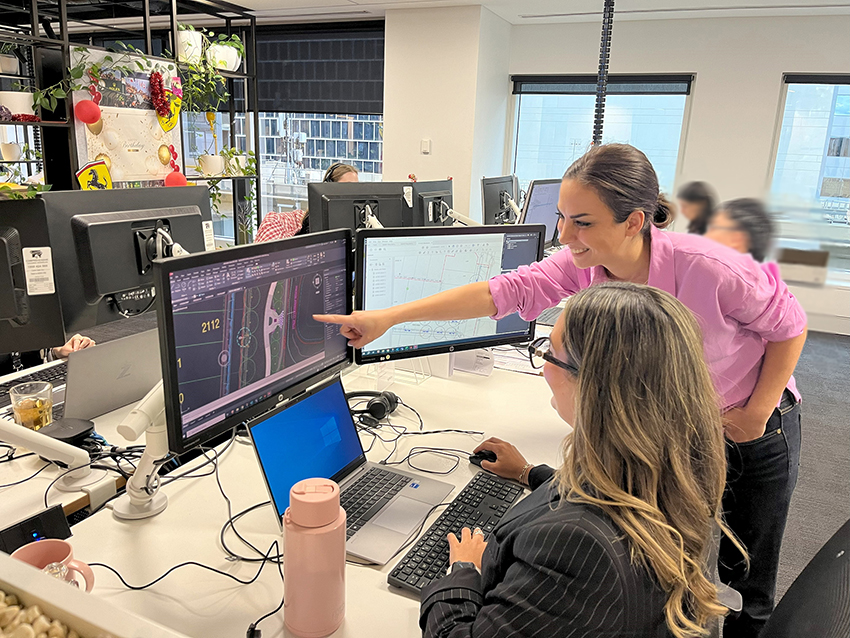 Spiire Melbourne Landscape Architecture Graduate Sarah Salerni working with her team leader Azin Emampour.
