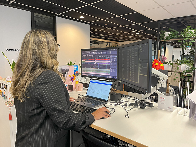 Spiire Melbourne Landscape Architecture Graduate Sarah Salerni working at her desk in the Melbourne office.