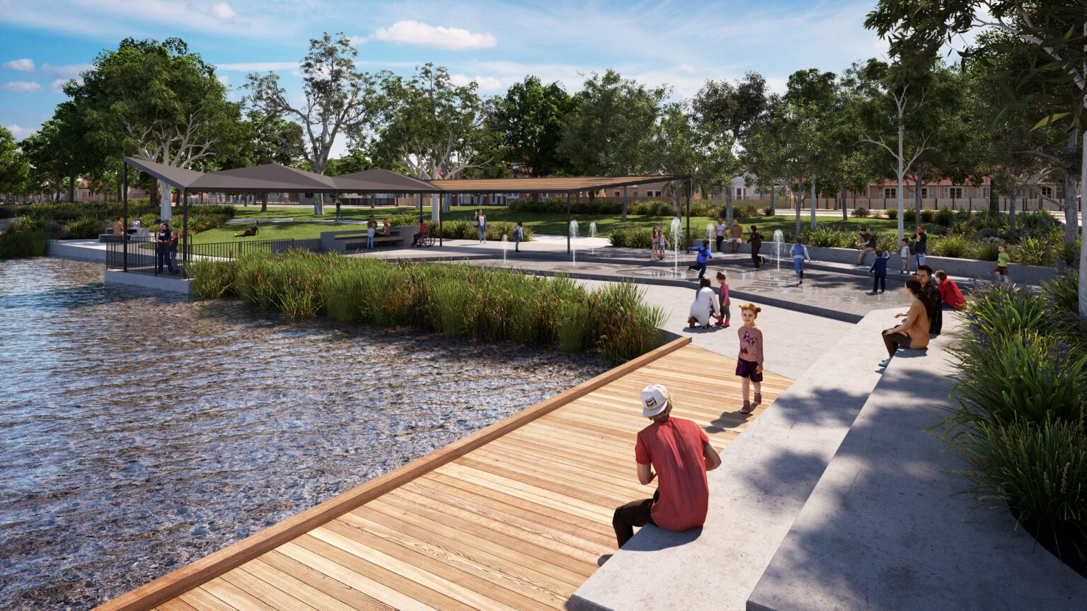 3D render of Spiire Landscape Architecture team concept for Bendigo Baths redevelopment, created by our Visual Media team.