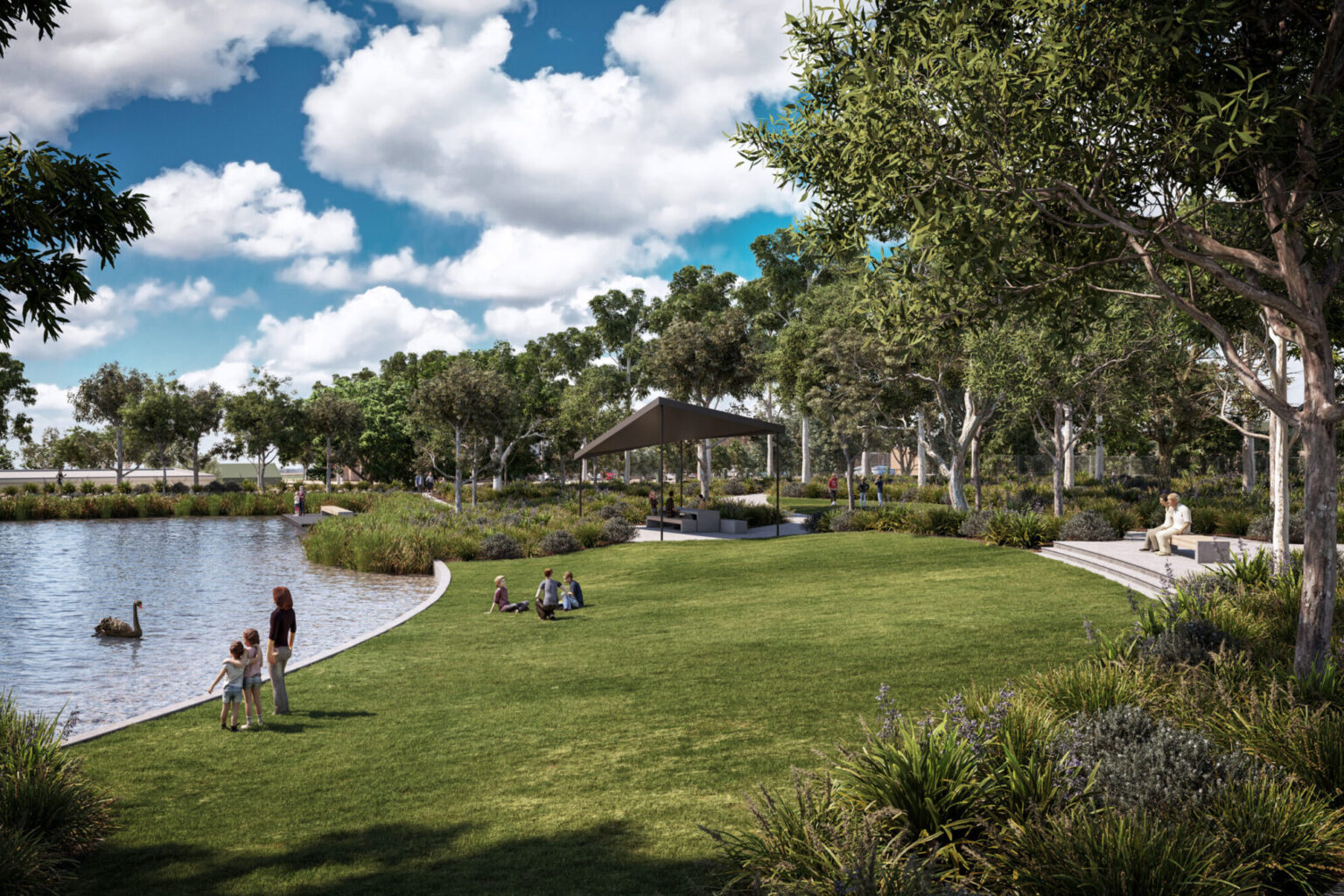 3D render of Spiire Landscape Architecture team concept for Bendigo Baths redevelopment, created by our Visual Media team.