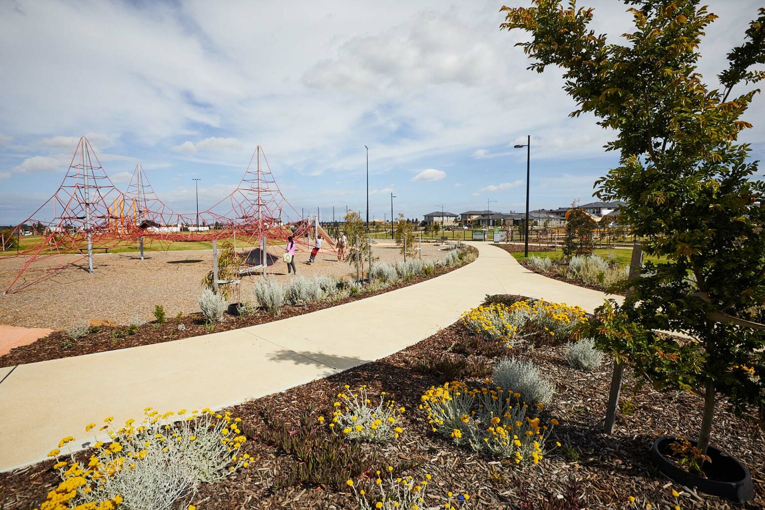 Play equipment at Merrifield Recreation Reserve, designed by Spiire Landscape Architecture team.