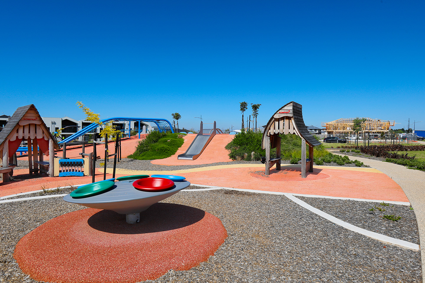Play equipment at North Park, flagship play space designed by Spiire landscape architects at WestWood estate.