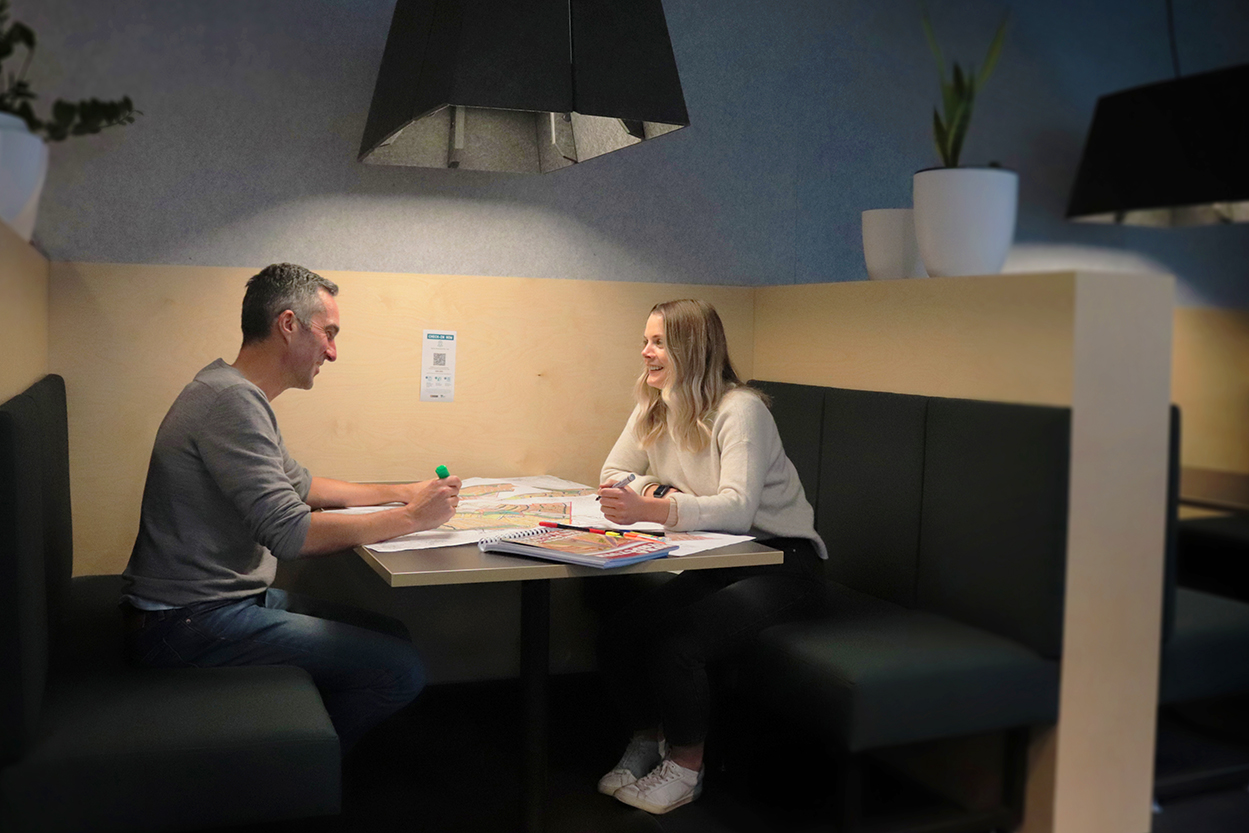 Town planners Aran Barker and Glennie Nottle working at Spiire's Melbourne office.