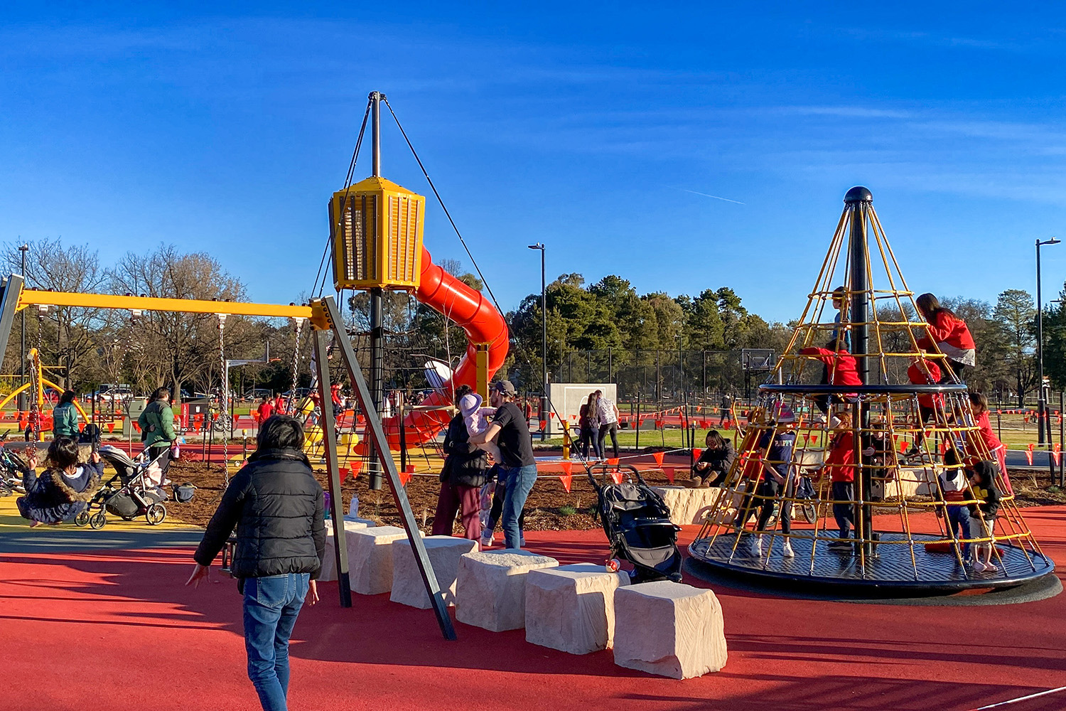 Play equipment designed by Spiire Landscape Architects at Inner north destination play space in Canberra