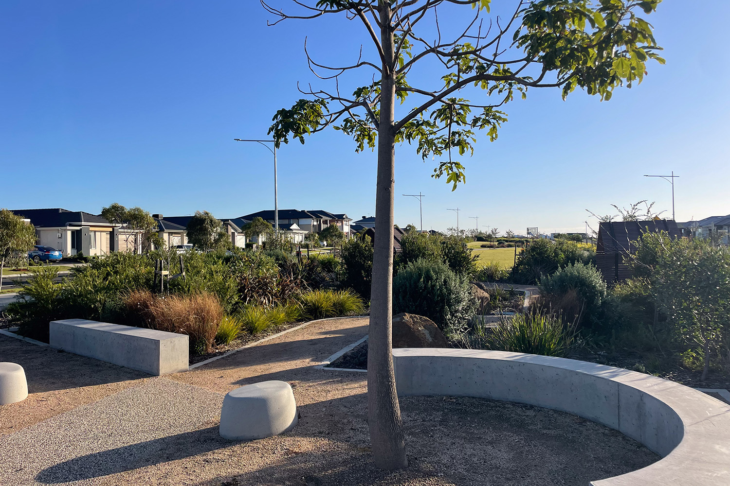 Outdoor seating area at Harriott, Armstrong Creek