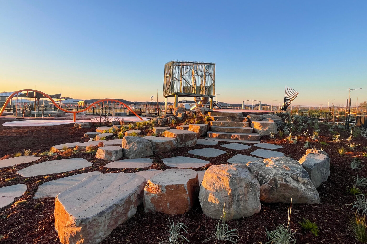 Hilltop park palyground at Spiire landscape architecture project Harriott at Armstrong Creek