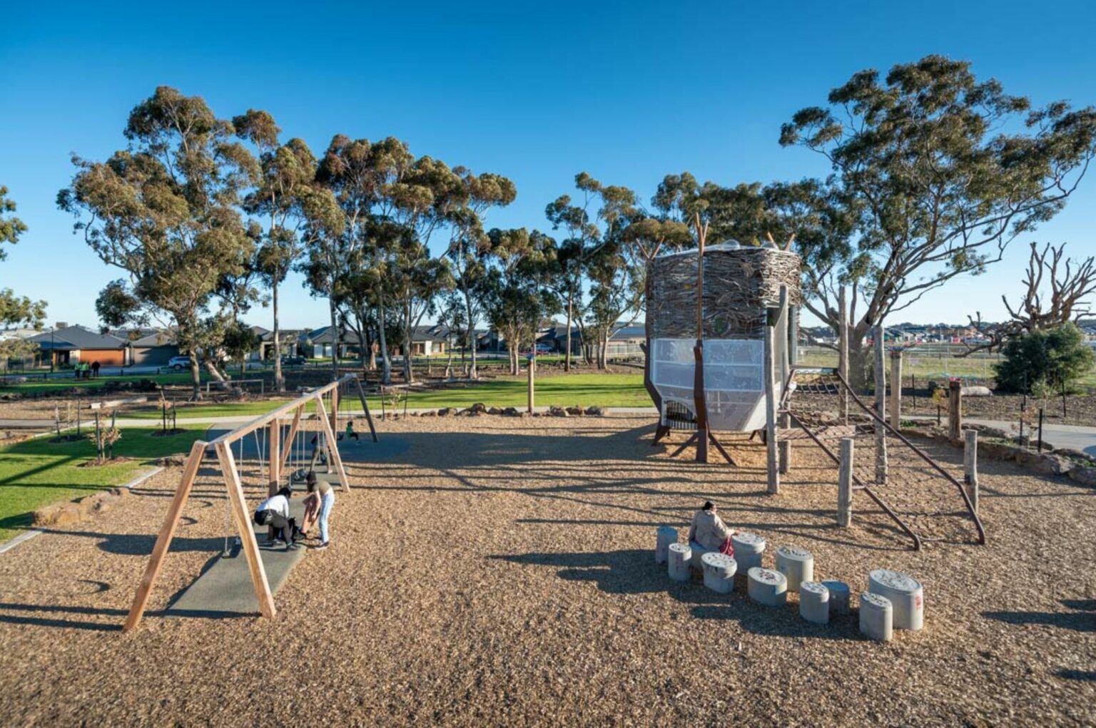 Play equipment at Sustainable Park at Highlands Estate, designed by Spiire Landscape Architecture team