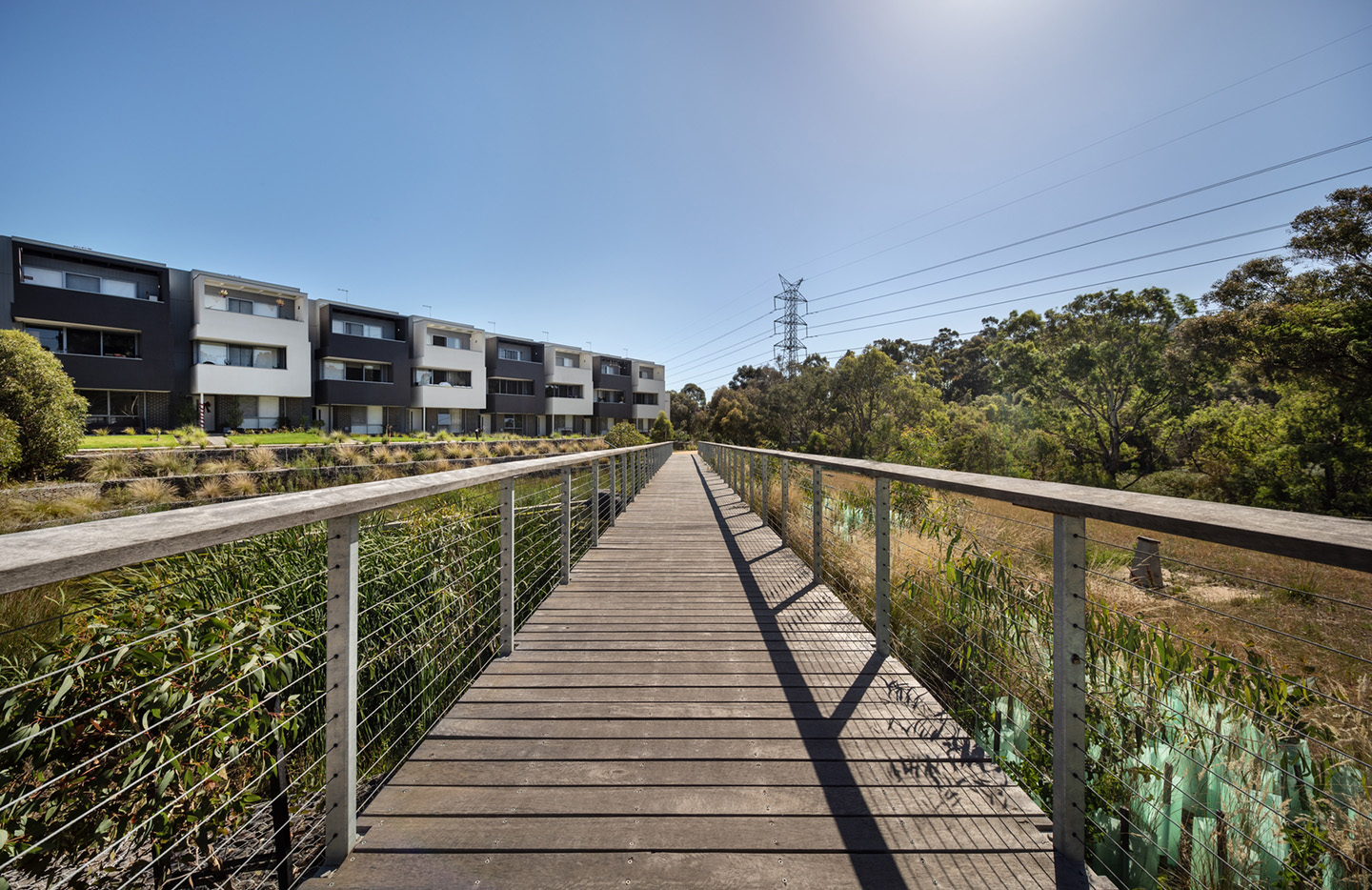 Bridge over Integrated water management asset at Coburg Hill Estate designed by Spiire civil engineering