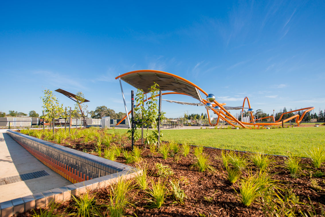 Entrance Park feature at Aurora Estate at designed by Spiire Landscape Architecture
