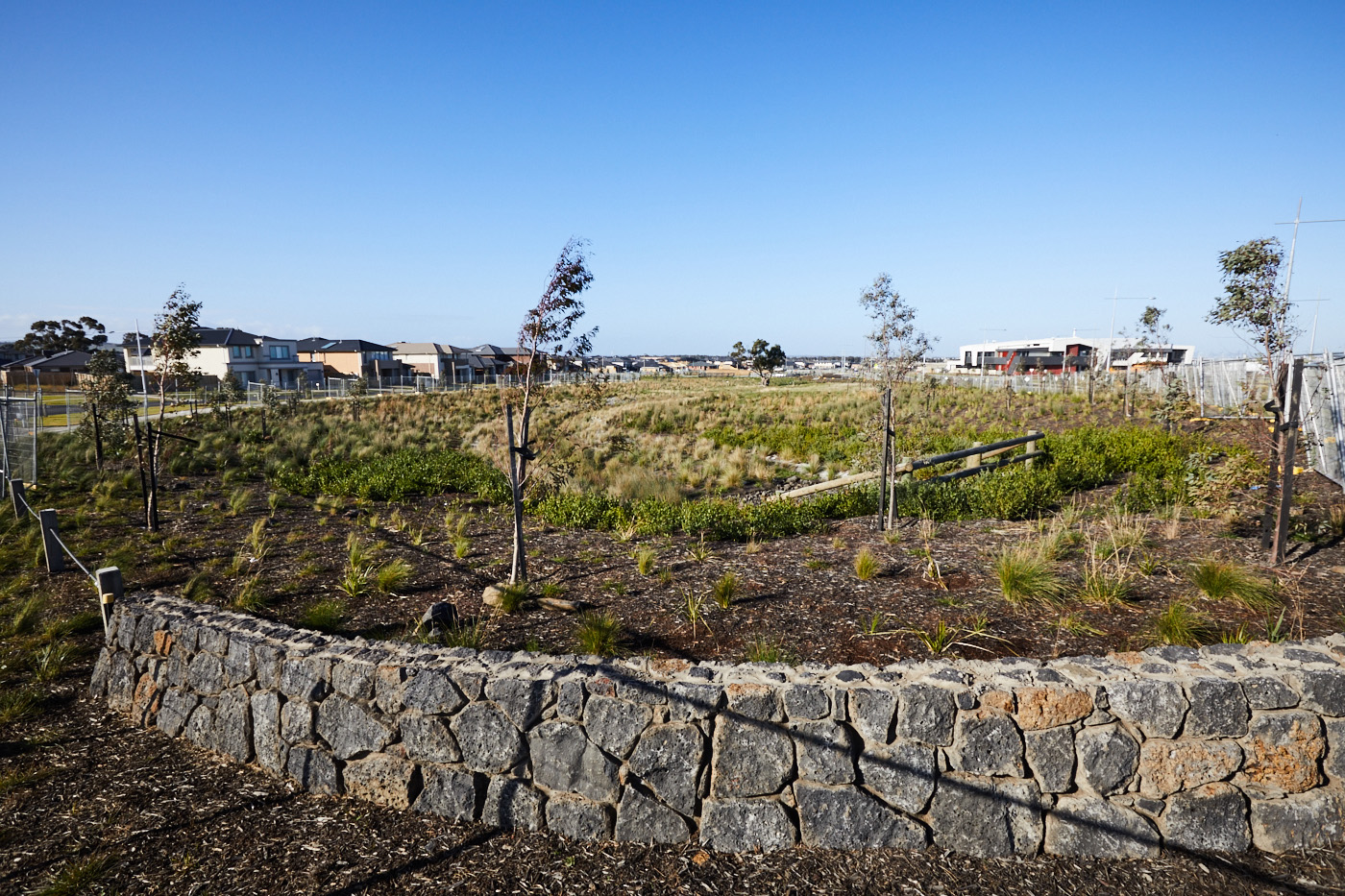 retining wall at Aurora Estate designed by SPiire civil engineers
