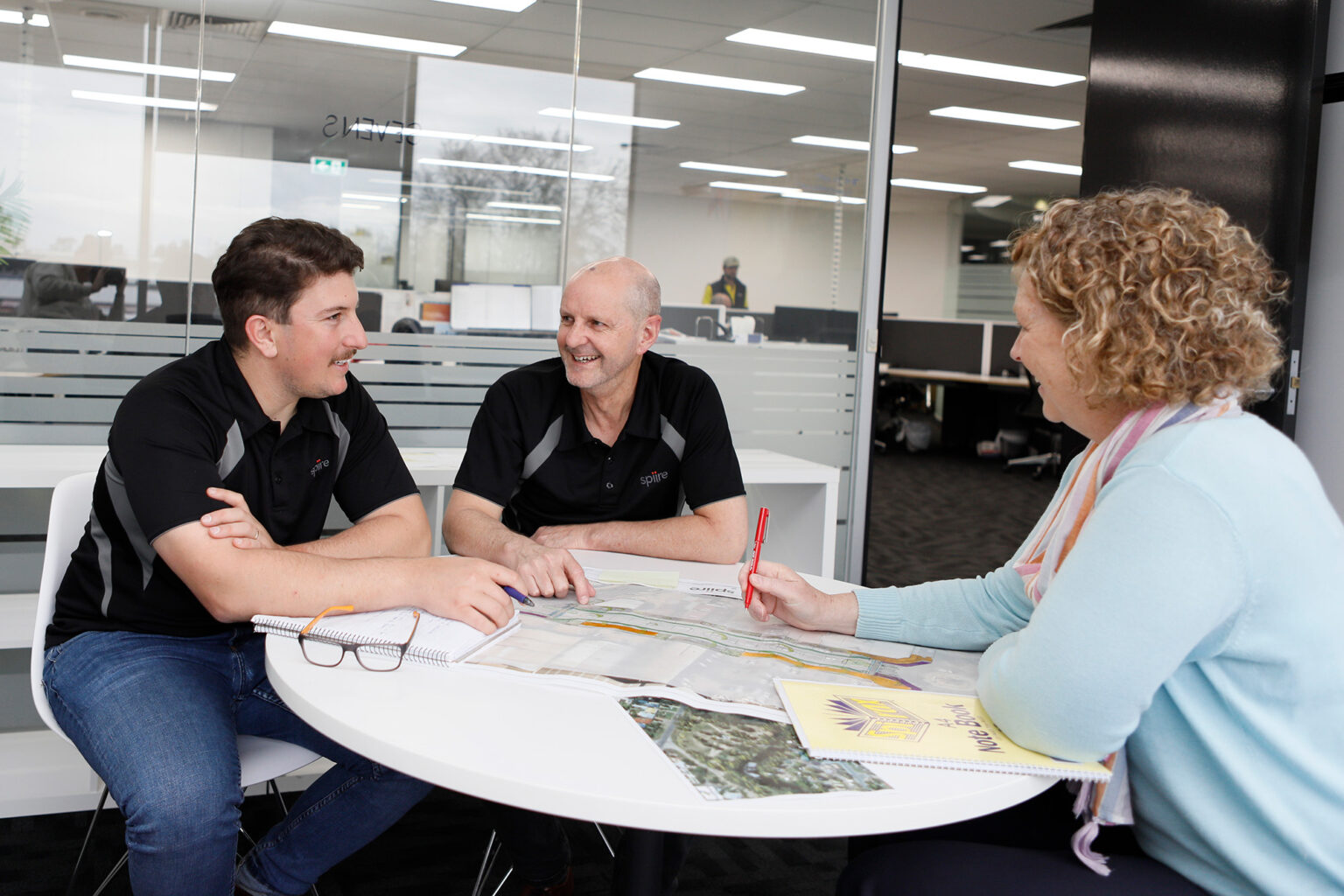 Civil engineering and town planning meeting at Spiire's Shepparton office.