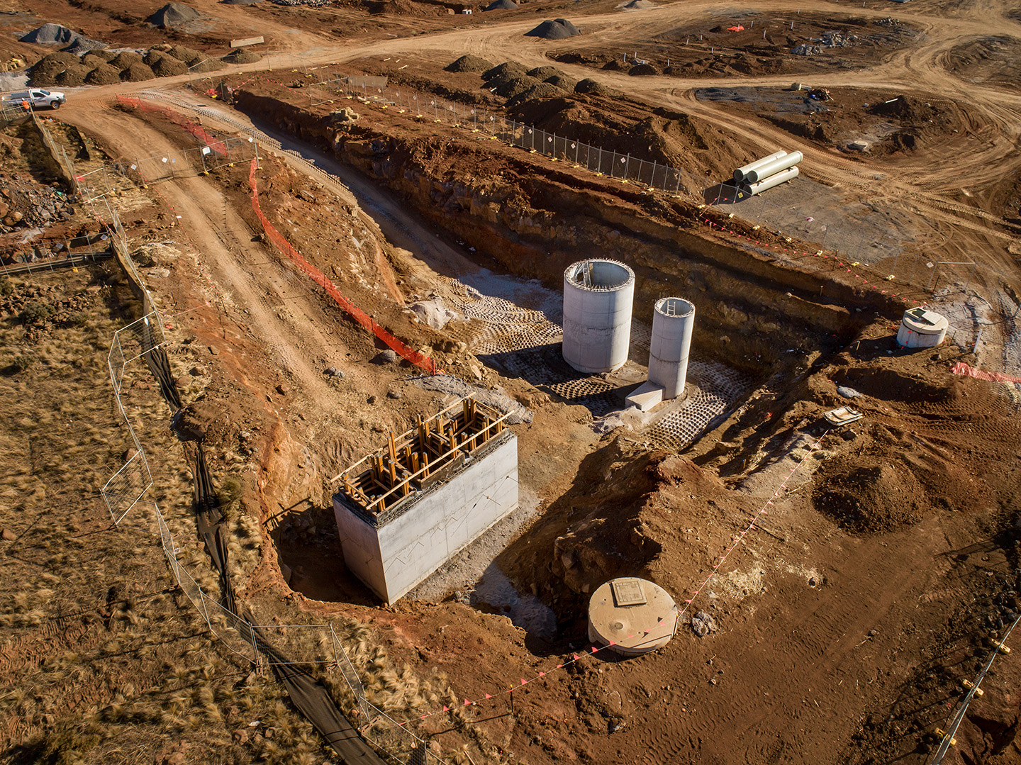 Aerial view of civil construction at Woodlea Estate