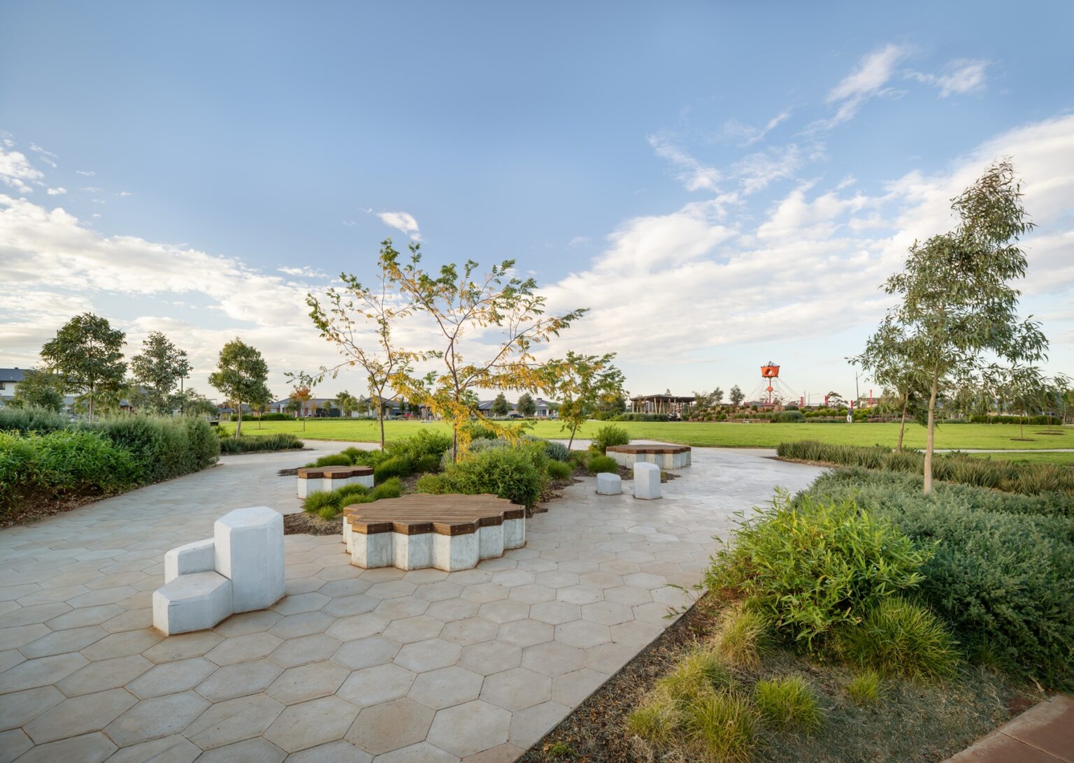 Completed landscaping at Thornhill Park Estate in Melbourne.