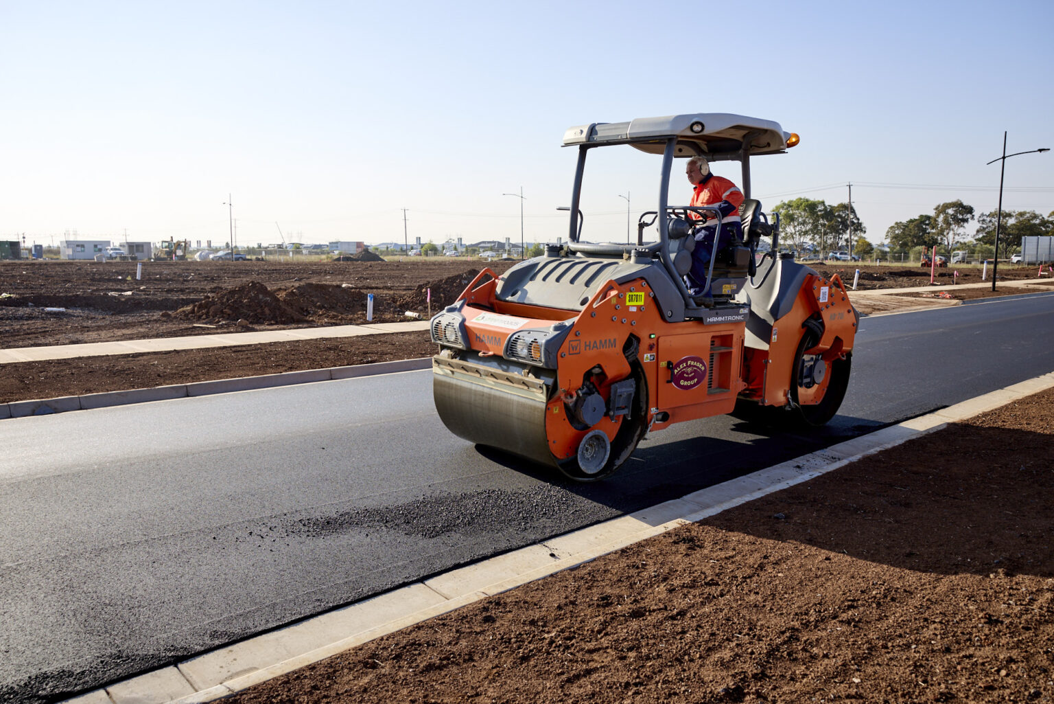 The road construction at Society 1056 includes polypave.