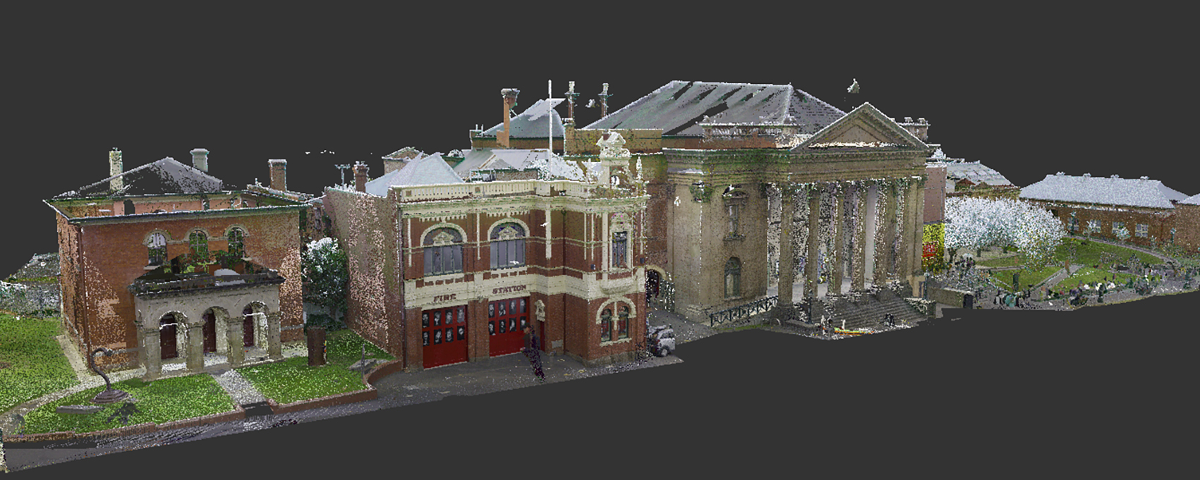 Still image from point cloud of Bendigo's View Street heritage precinct.