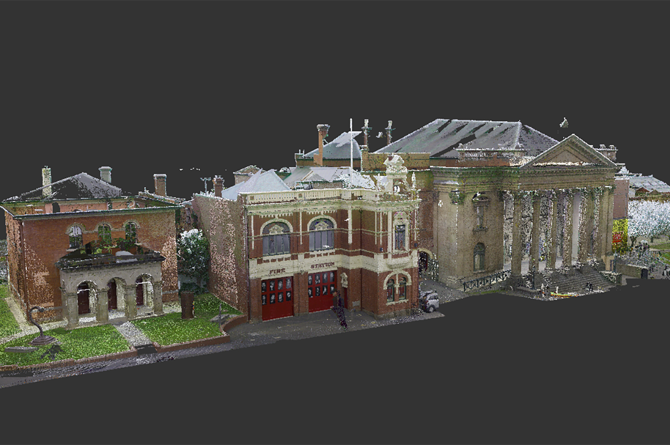 Still image from point cloud of Bendigo's View Street heritage precinct.