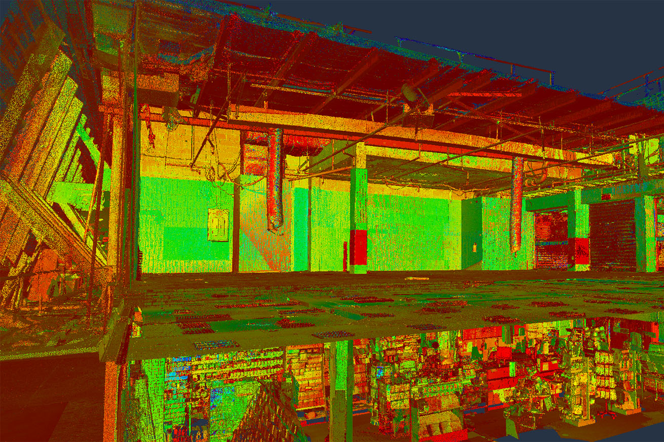Still image from a point cloud created by Spiire surveyors at a Melbourne shopping centre.