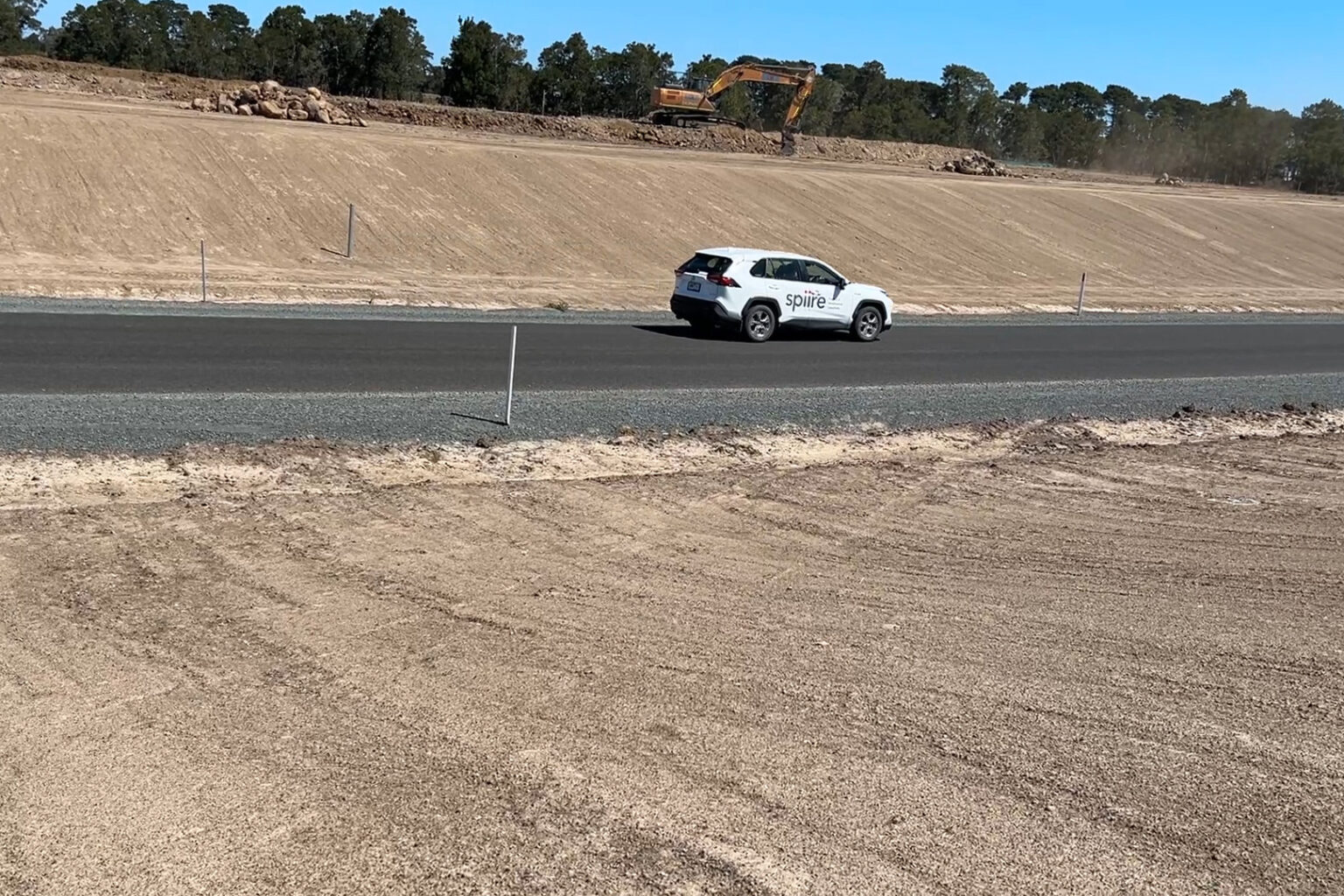 Spiire vehicle driving along the Liberator Drive Extension in Ballarat.