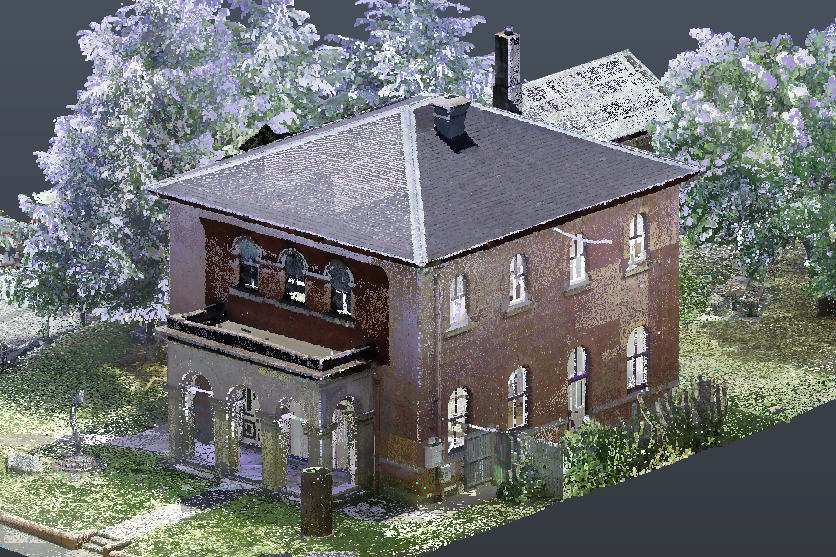 Still image from a point cloud created by Spiire surveyors at Dudley House in Bendigo.
