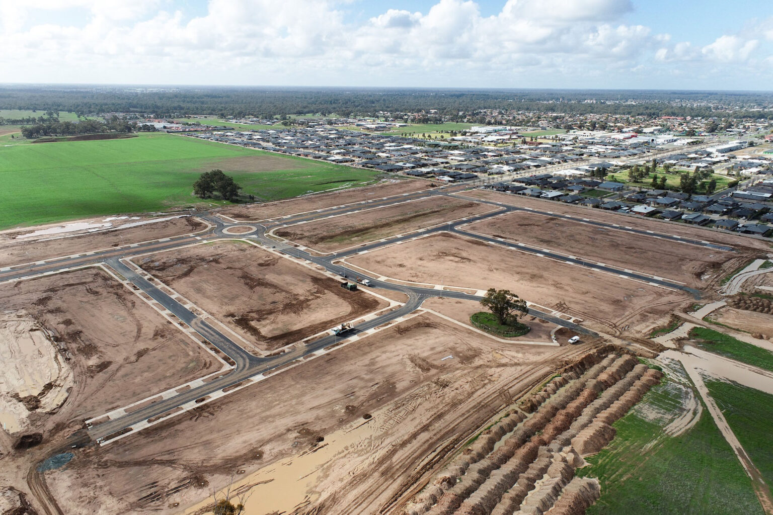 Aerial photograph of civil construction at Yallarah captured by Spiire survey team.