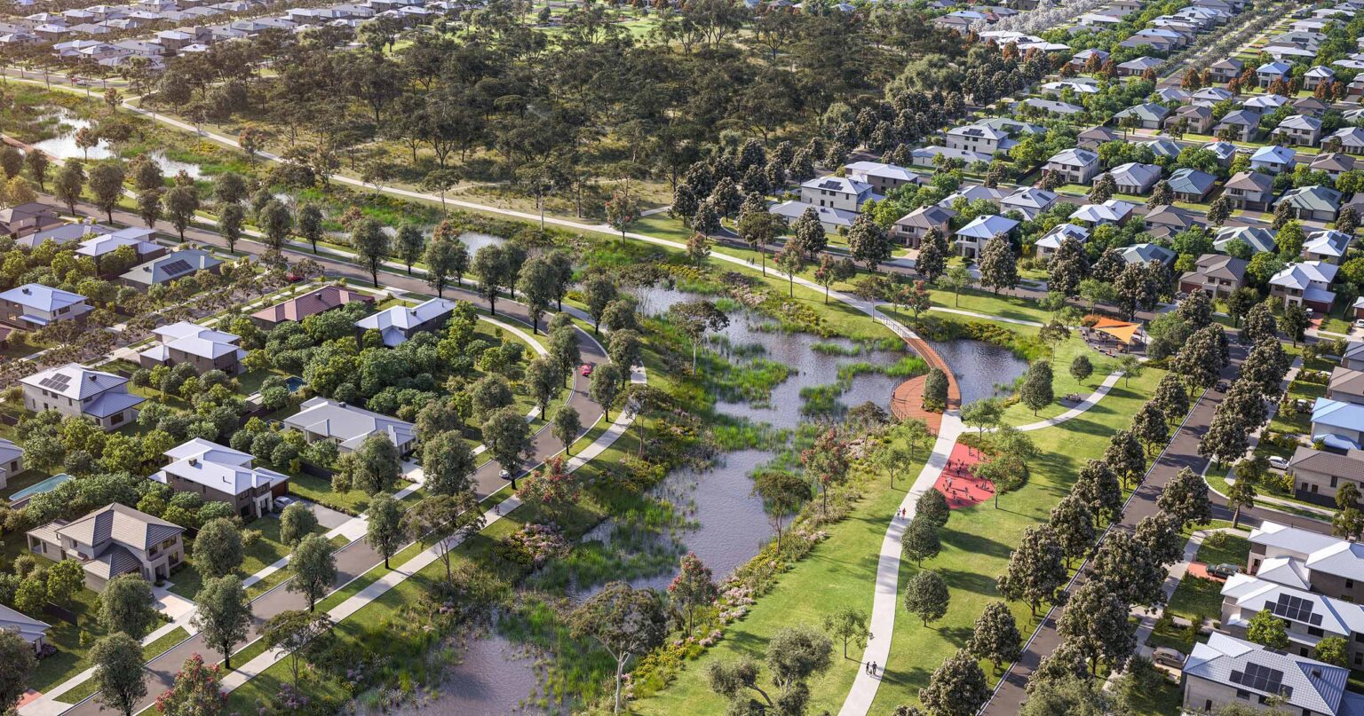 3D visualisation of Yallarah estate created by Spiire visual media artists.