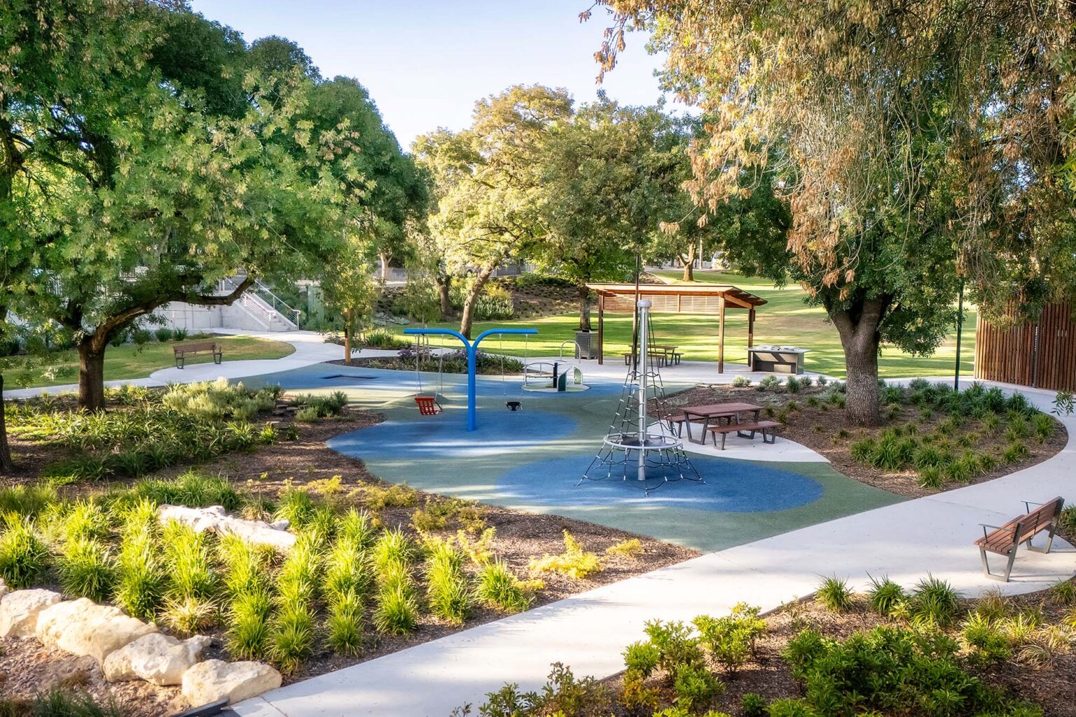 Play equipment designed by Spiire Landscape Architects at Burchell Reserve