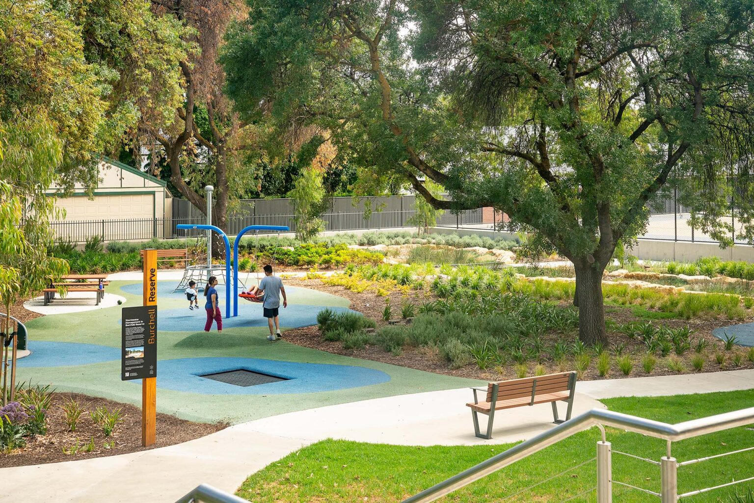 Play equipment designed by Spiire Landscape Architects at Burchell Reserve