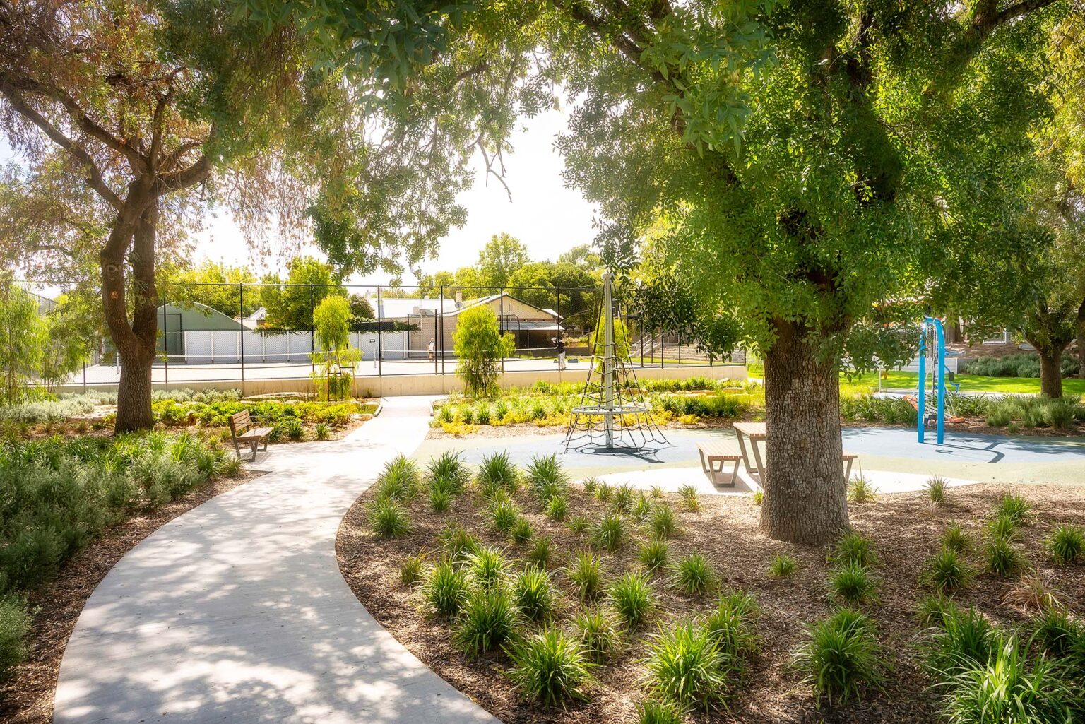 Open space with new vegetation designed by Spiire Landscape Architects at Burchell Reserve
