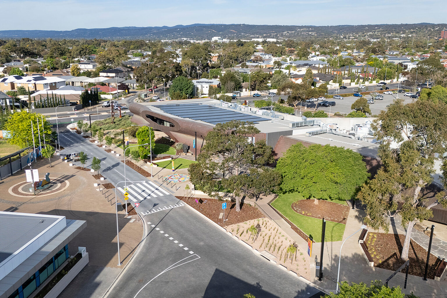 Aerial view of Marion Cultural Plaza designed by spiire landscape architects