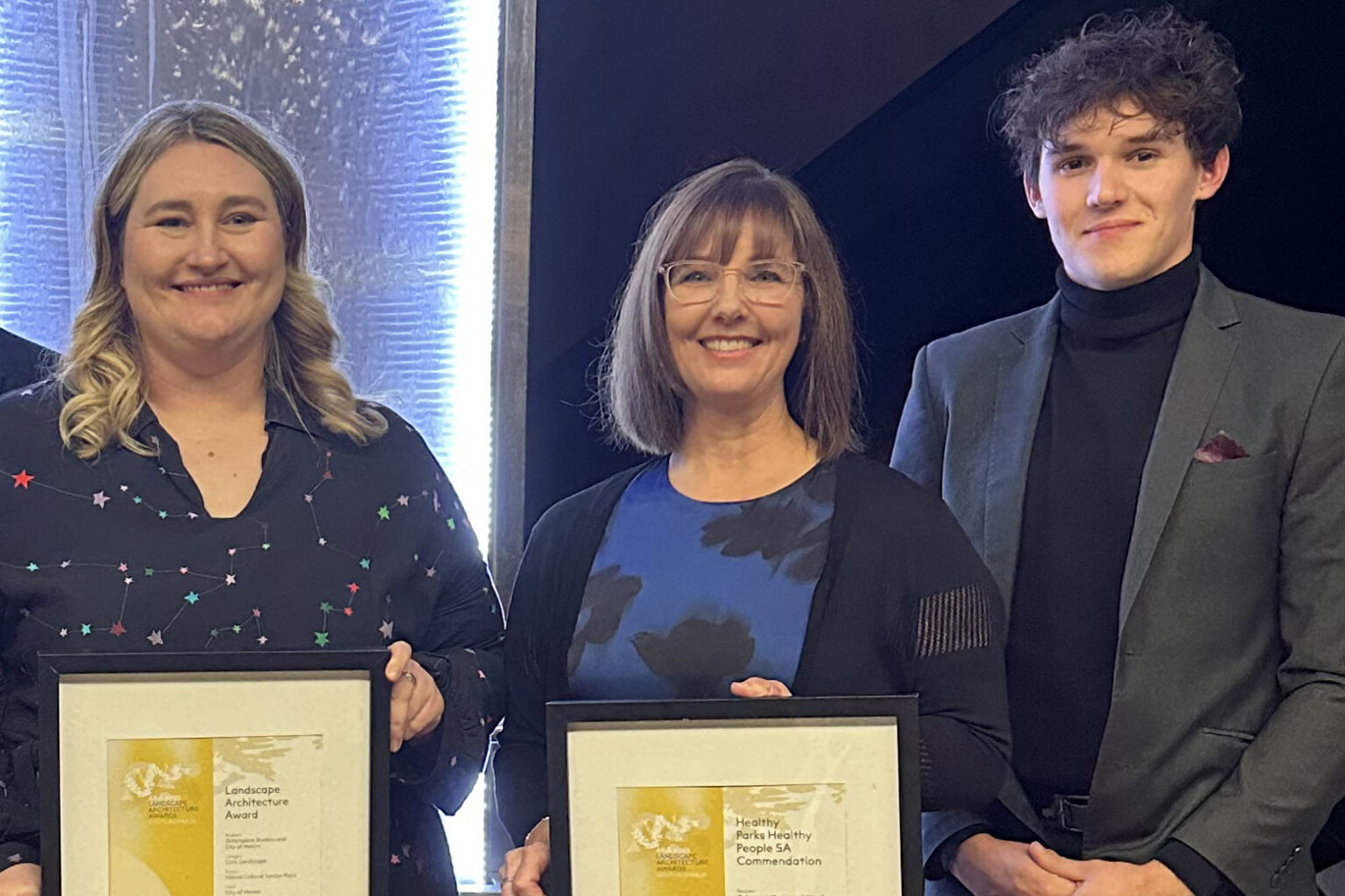 Spiire Landscape Archiects Kathy Bawden, Stephen Rogers and Julian Renner attending an AILA awards ceremony