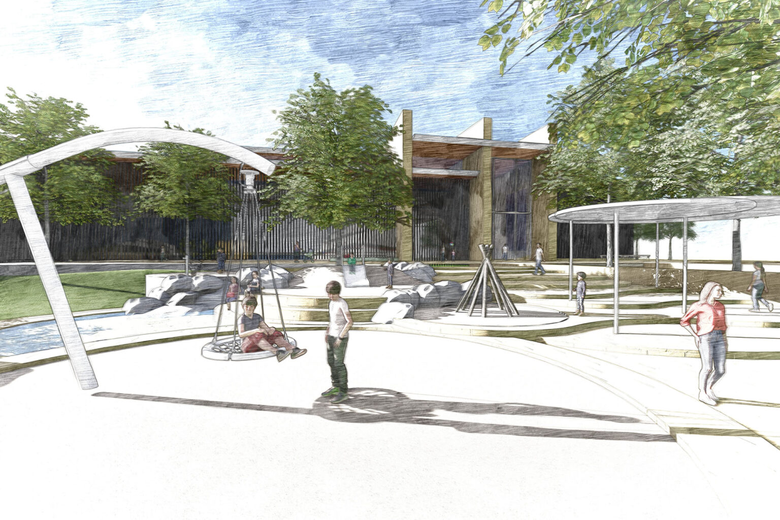 Artist's impression of proposed play space concept at The Great Stupa of Universal Compassion.