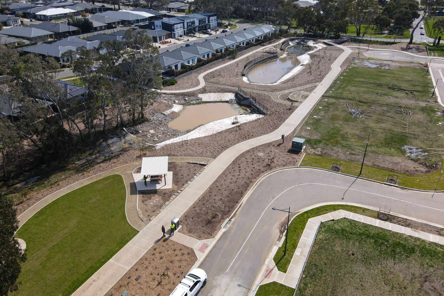 Aerial view of spiire adelaide landscape architecture project Adore