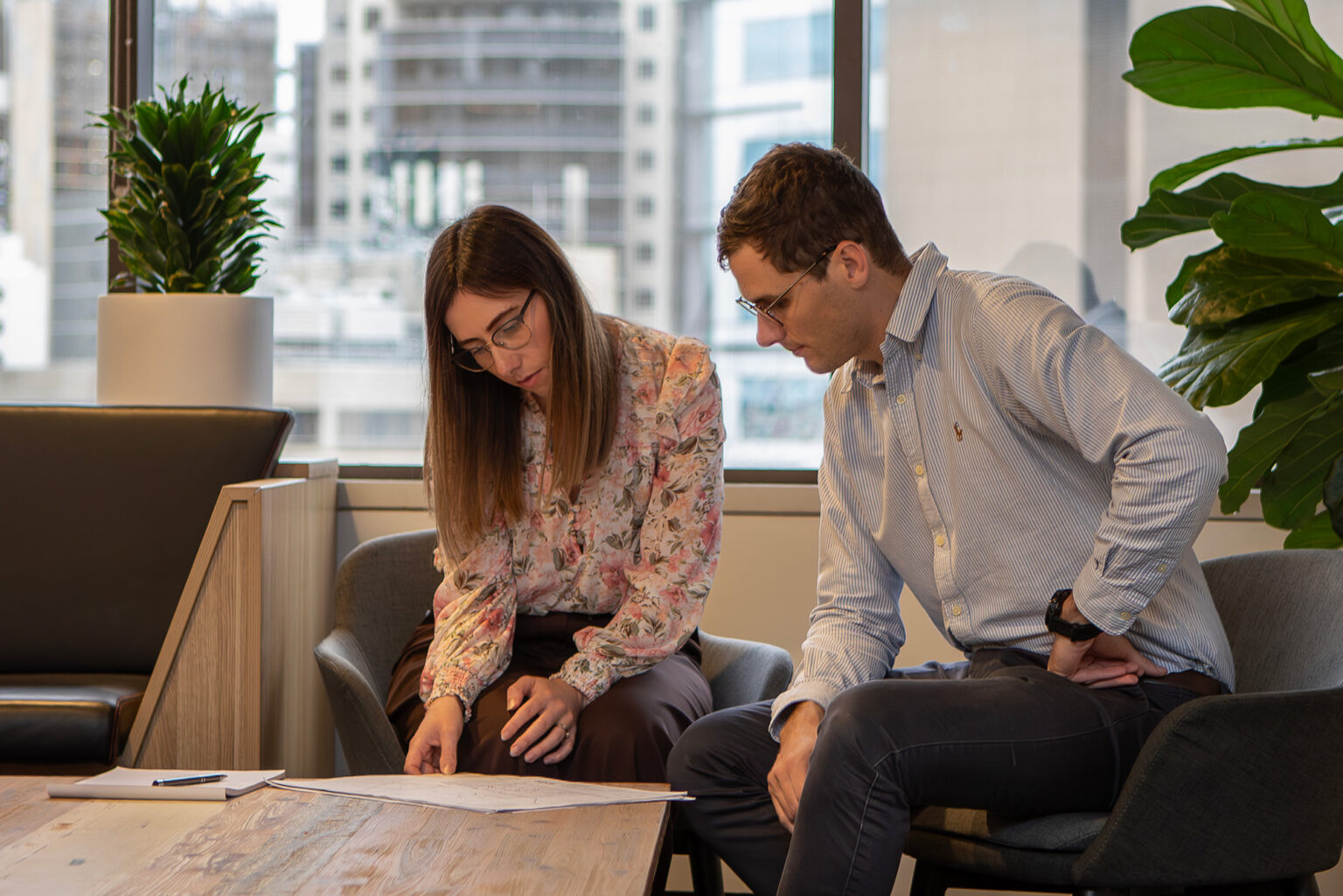 Brisbane civil engineers Cam Perkins and Alexandra Oosthuizen collaborating