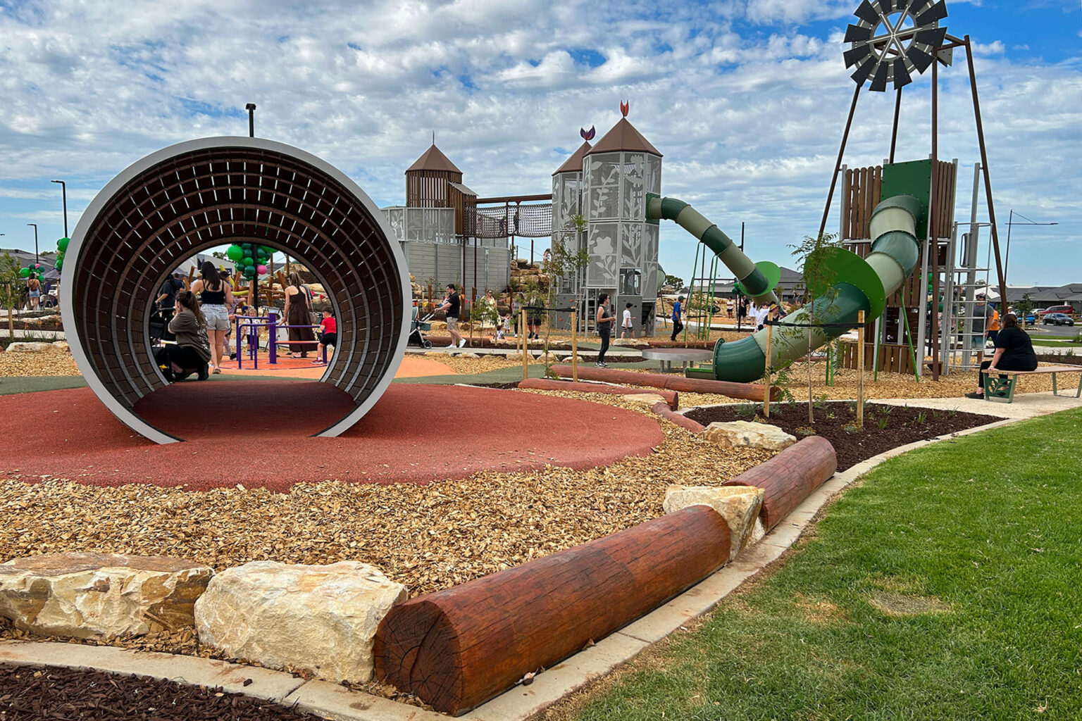 Play space at Harvest green designned by spiire adelaide landscape architects