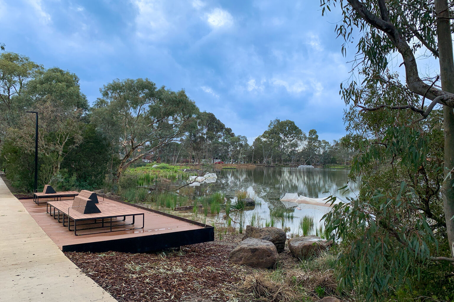 Seating area at spiire water engineering project Peter hopper lake