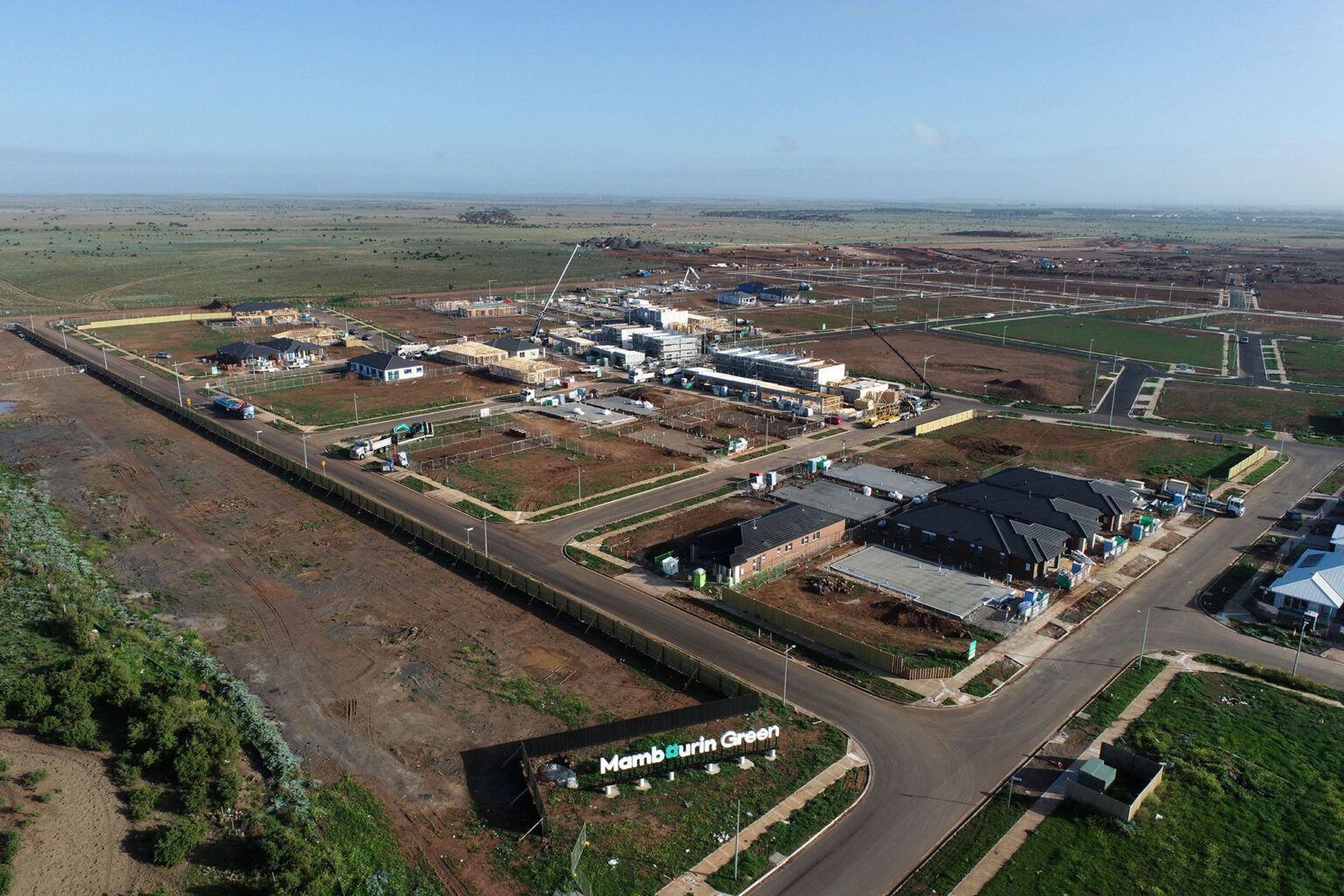 Aerial of construction at Spiire project Mambourin Green