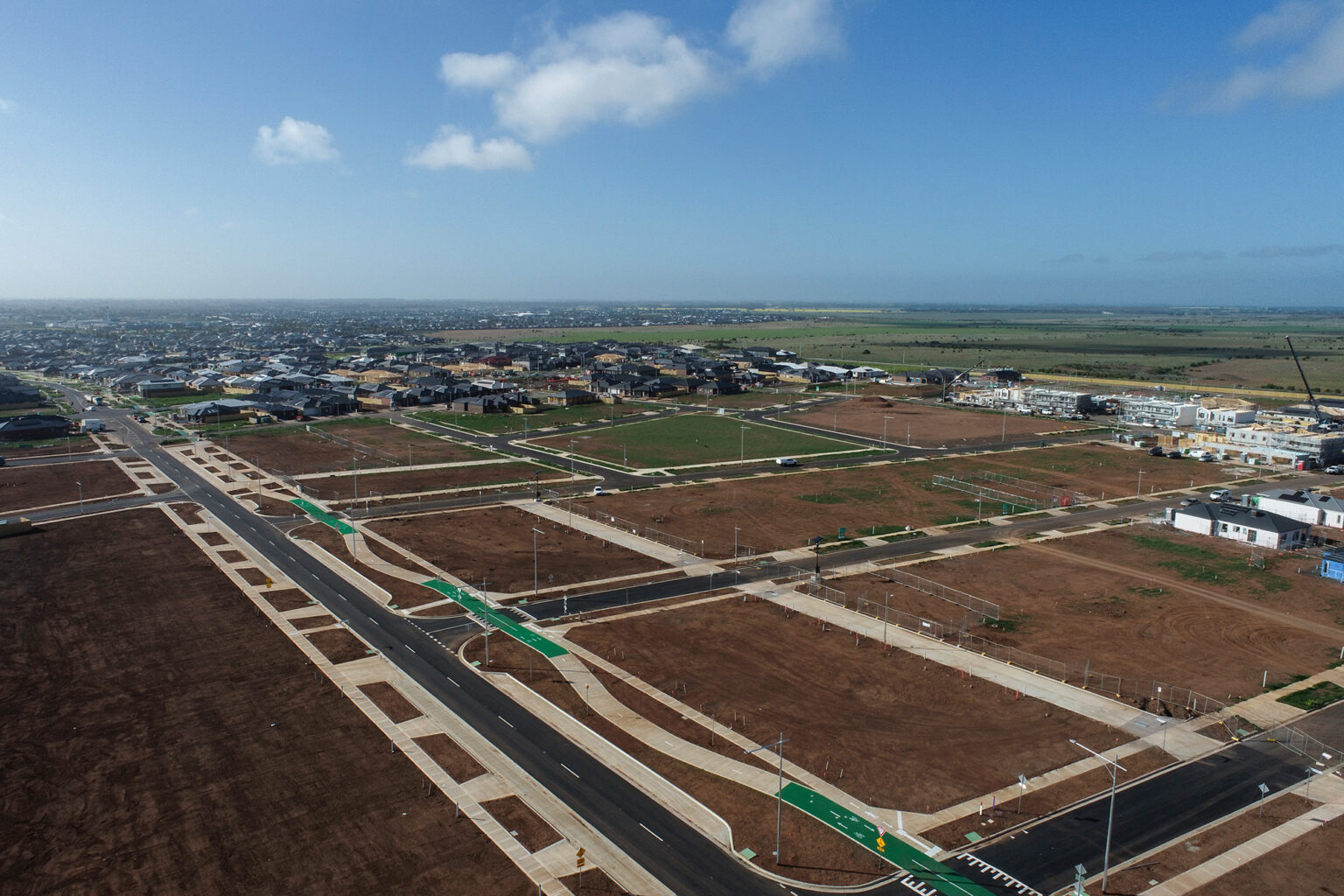 Aerial of construction at Spiire project Mambourin Green