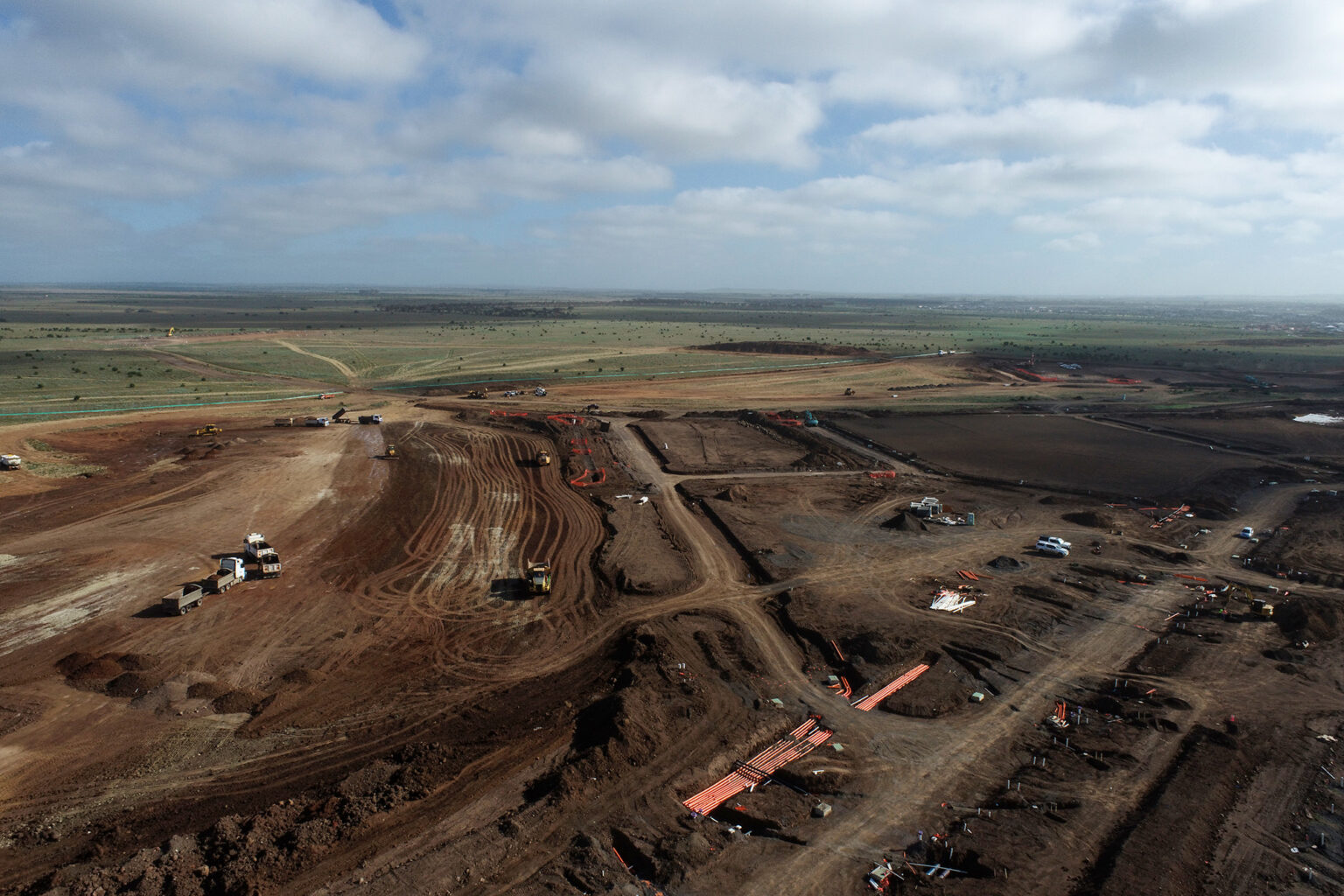 Aerial of construction at Spiire project Mambourin Green