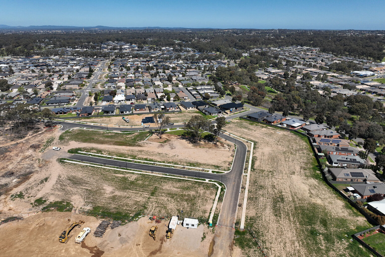 Birds eye view of road at Spiire Bendigo project Golden Grove Residential Development