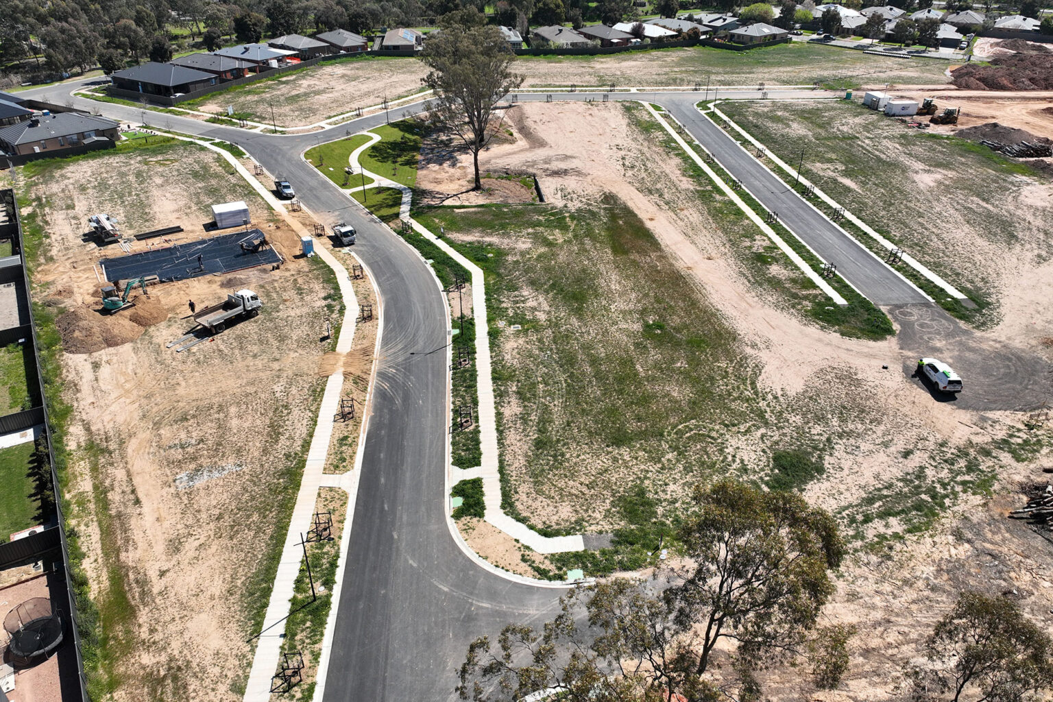 Birds eye view of road at Spiire Bendigo project Golden Grove Residential Development