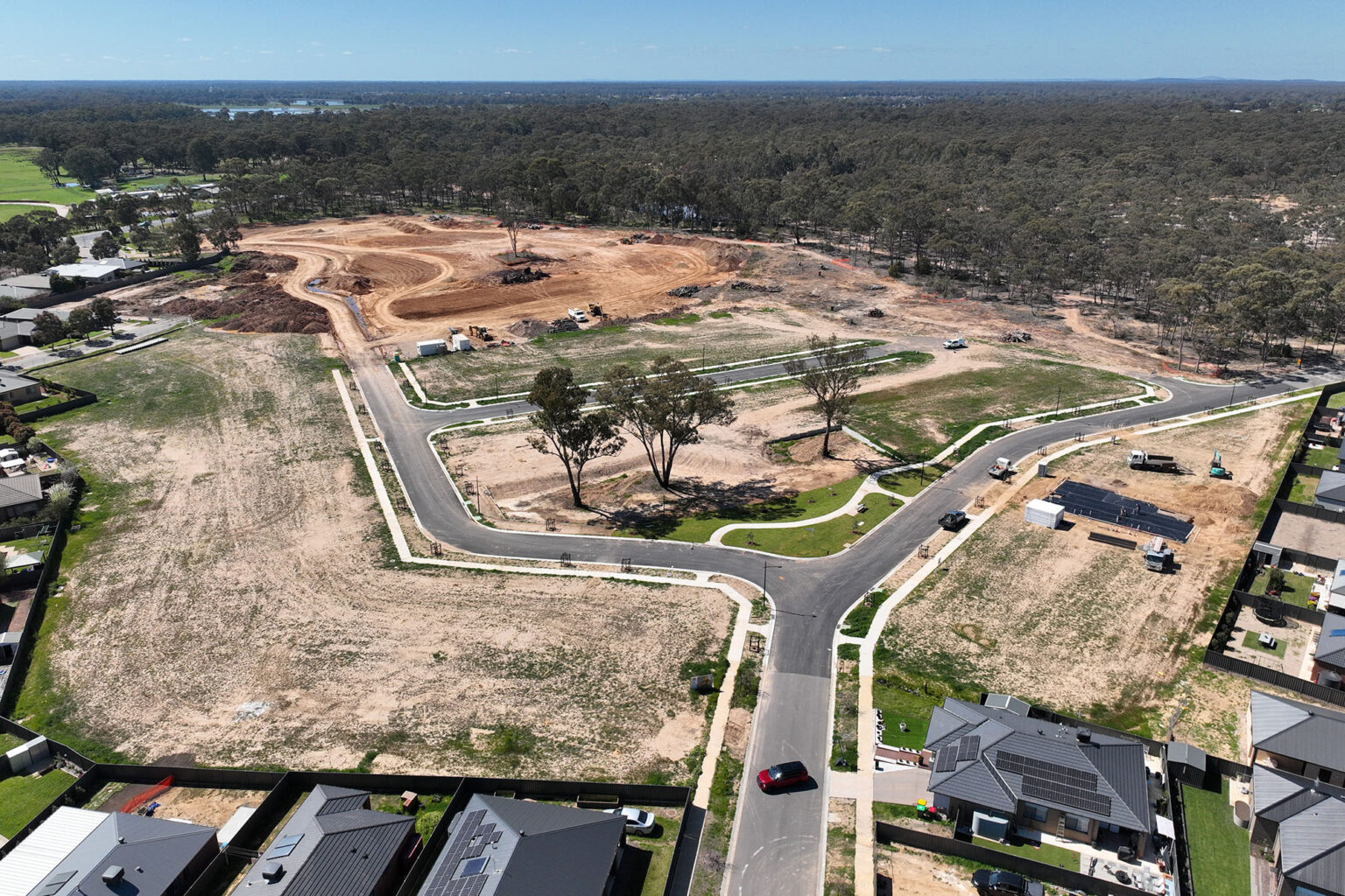 Birds eye view of road at Spiire Bendigo project Golden Grove Residential Development