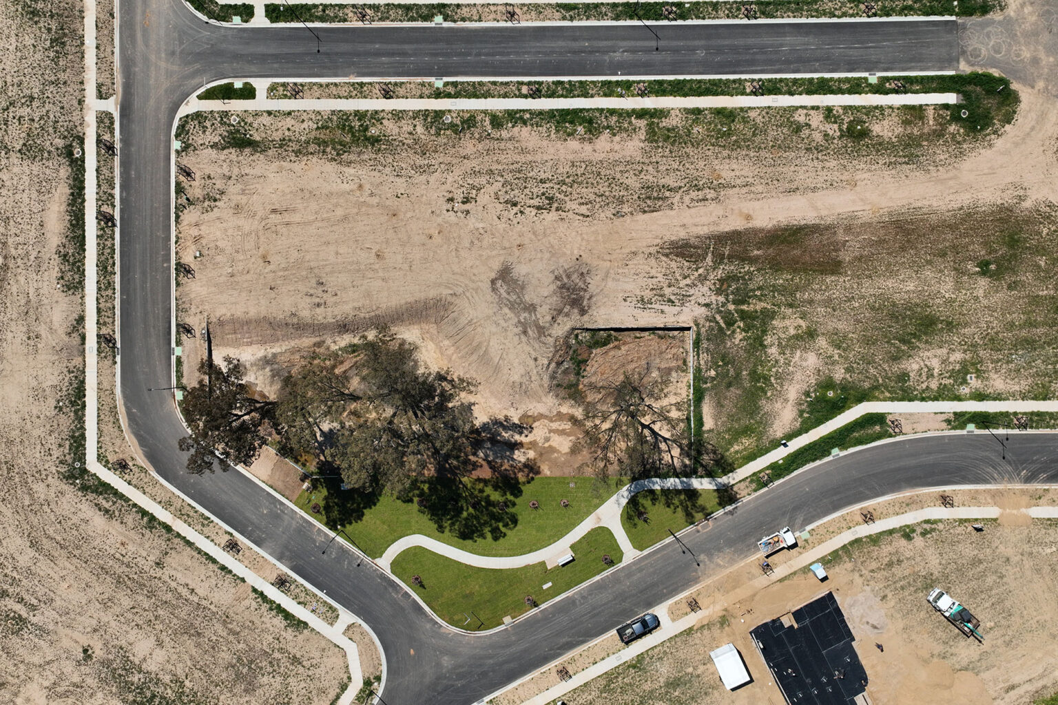 Birds eye view of road at Spiire Bendigo project Golden Grove